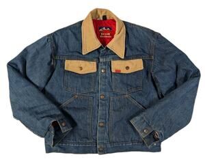 Vintage Big Smith Western Denim Jacket Trucker Corduroy Quilt Lined Mens M